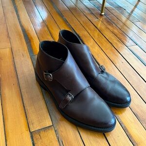 Brown leather boots